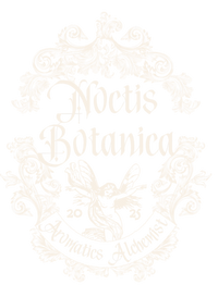 Decorative text 'Noctis Botanica' with intricate patterns on a light background