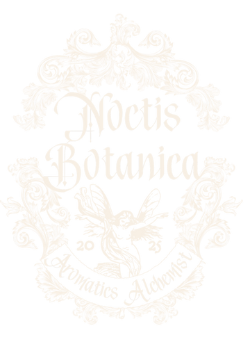 Decorative text 'Noctis Botanica' with intricate patterns on a light background