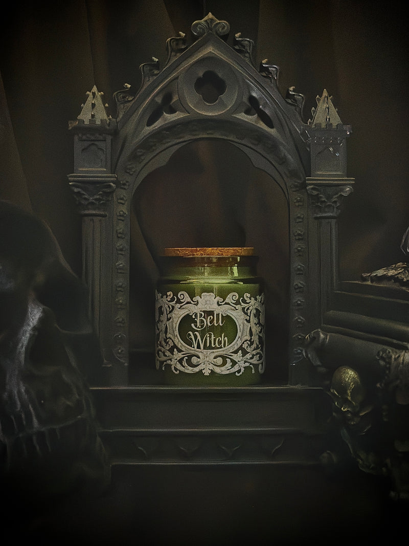 Petite Apothecary Candle Green Glass 6 oz~Bell Witch