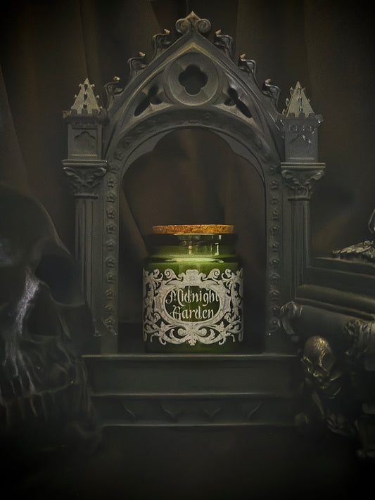 Petite Apothecary Candle Green Glass 6 oz~Midnight in the Garden