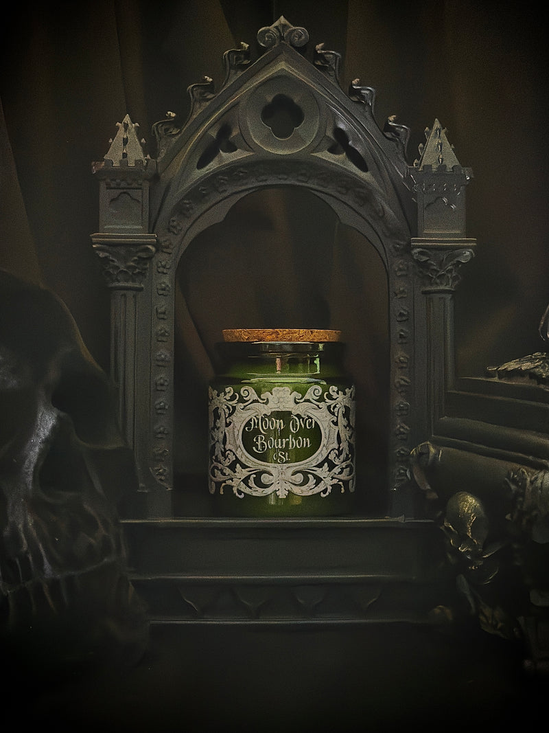 Petite Apothecary Candle Green Glass 6 oz~Moon Over Bourbon Street