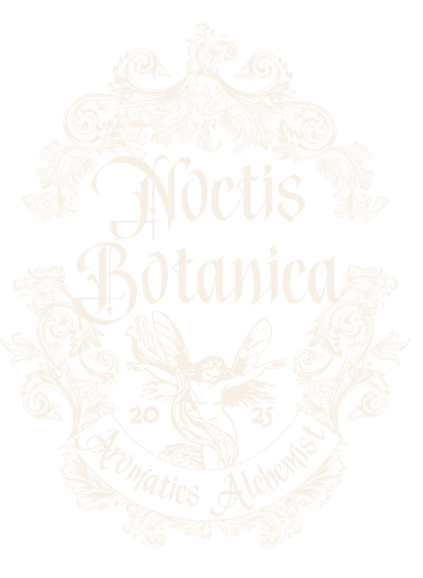 Decorative text 'Noctis Botanica' with intricate patterns on a light background